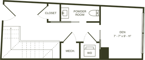 Floor plan for 2 beds, 2.5 baths, 1386 sqft